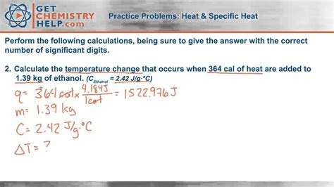 specific heat chemistry problems